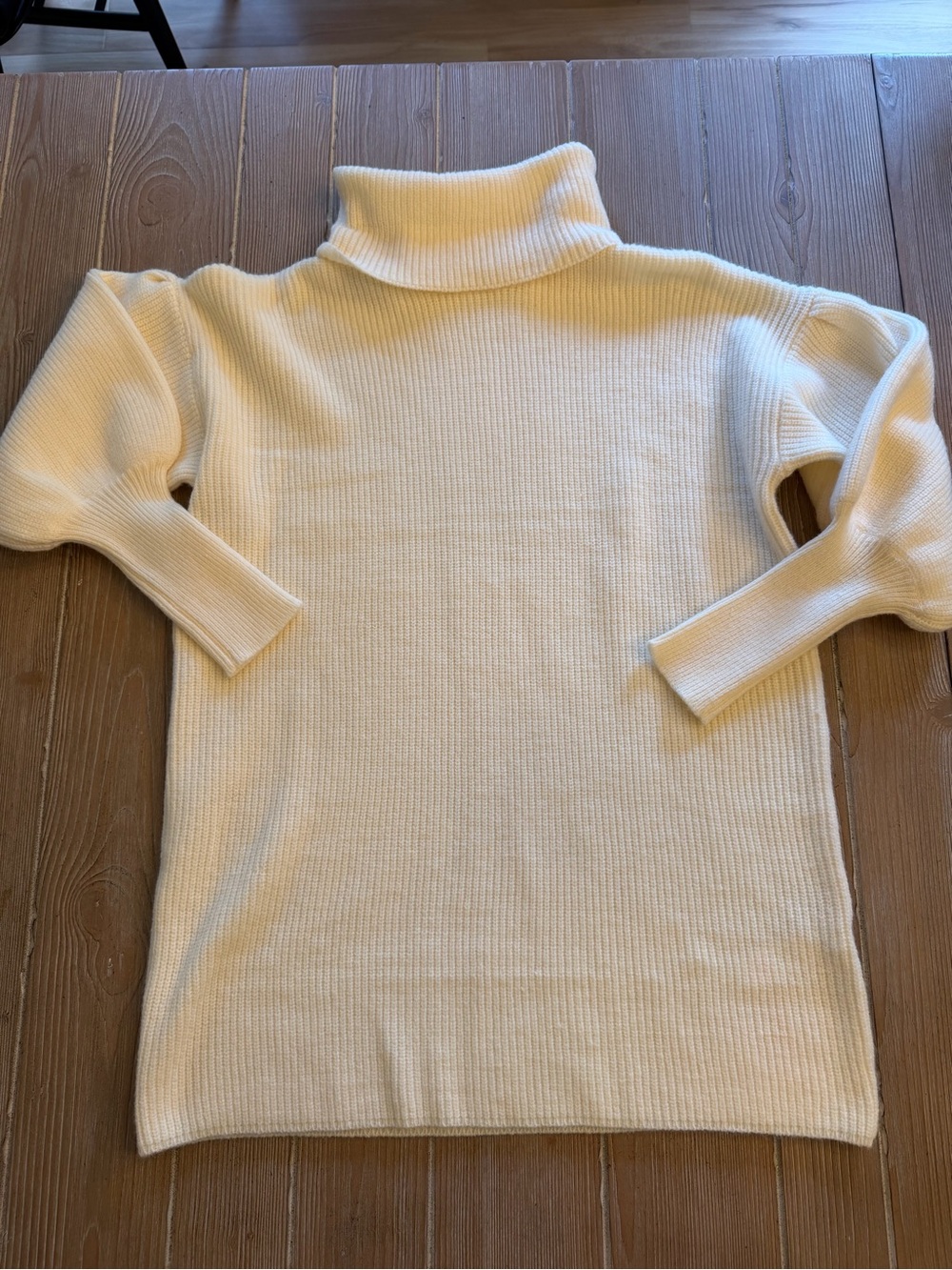 Nasty gal Cream Turtleneck Puff-Sleeve Sweater Dress
